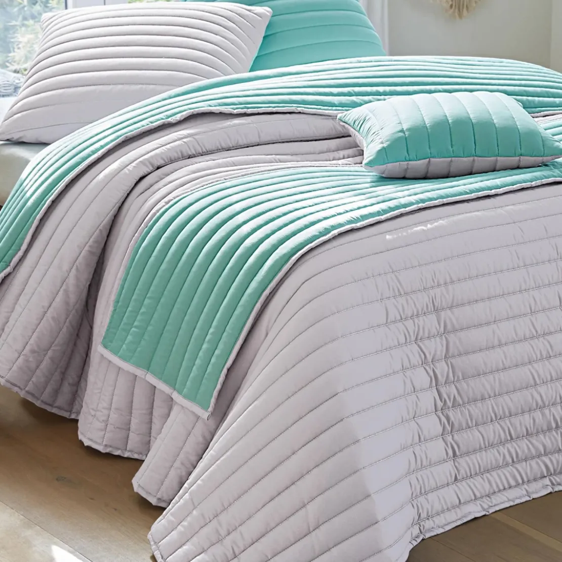 BecquetHousse d'oreiller carré double face en polyester CL. LIVERPOOL bleue