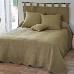BecquetHousse d'oreiller et de coussin en boutis uni coton - Beige ficelle
