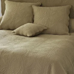 BecquetHousse d'oreiller et de coussin en boutis uni coton - Beige ficelle
