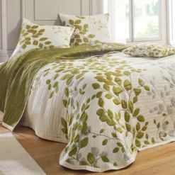 BecquetHousse d'oreiller jacquard motif végétal FANNY - Vert