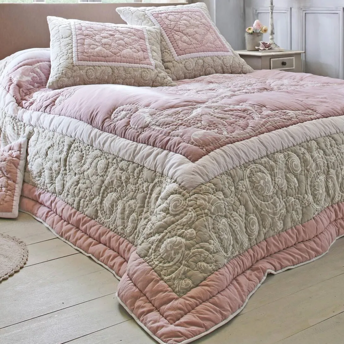 BecquetHousse d'oreiller ou de coussin en coton motif arabesquesvieux rose - TRIANON