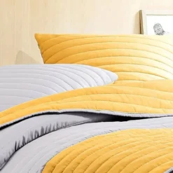 BecquetHousse d'oreiller ou de coussin réversible en coton jaune curry - LIVERPOOL