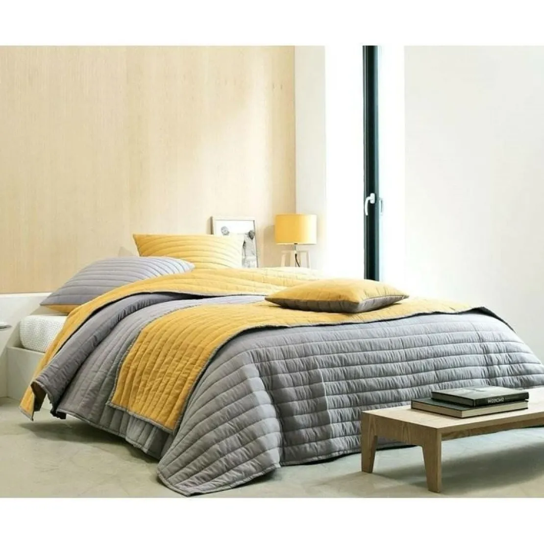 BecquetHousse d'oreiller ou de coussin réversible en coton jaune curry - LIVERPOOL