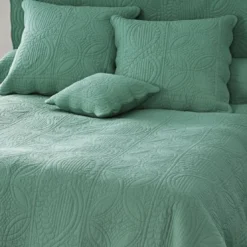 BecquetHousse d'oreiller ou de coussin matelassée en coton vert eucalyptus - BAILLARGUES