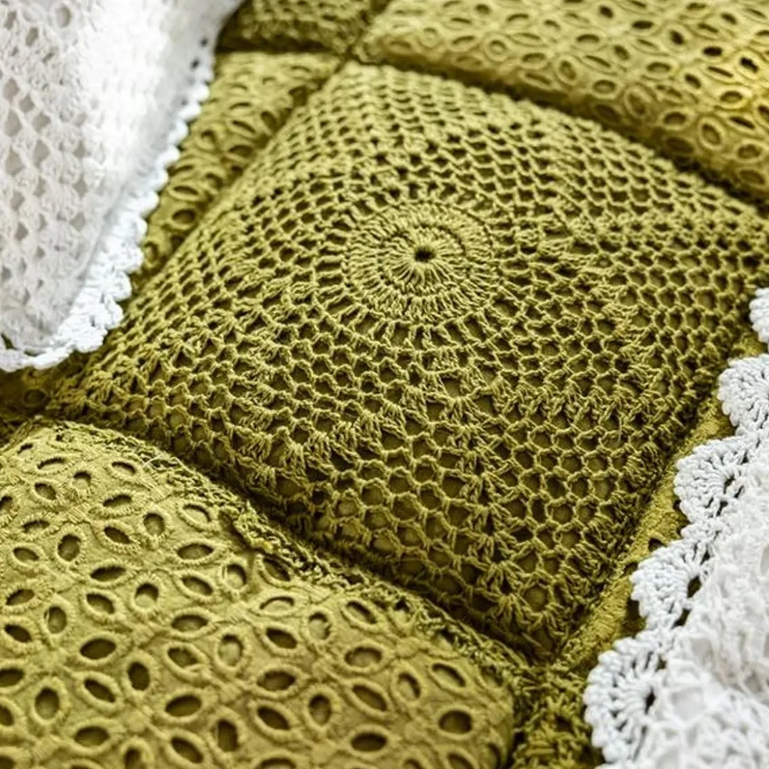 BecquetHousse d'oreiller SANDRAen coton vert kaki