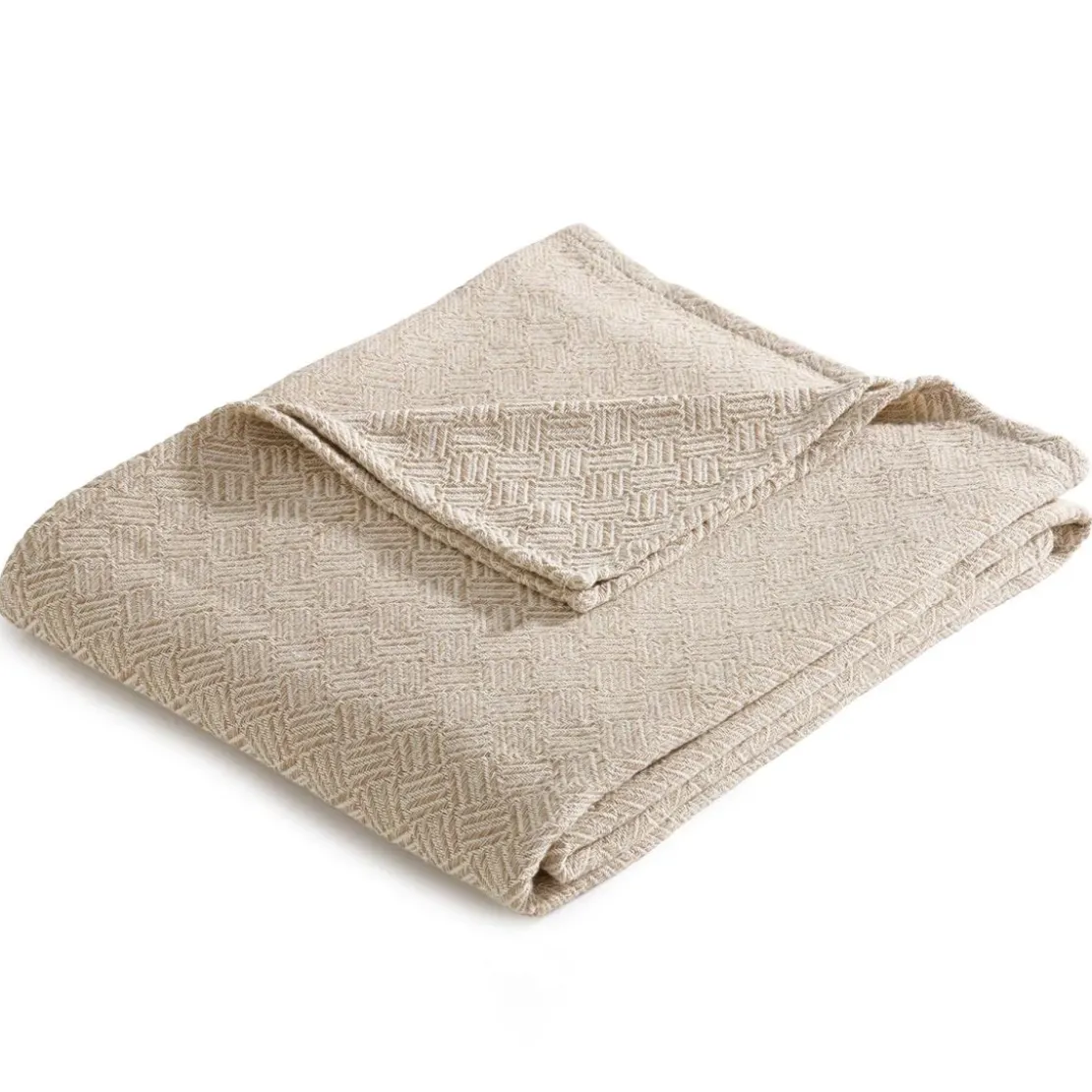 BecquetJeté de canapé coton tissé jacquard beige JC.ERIS