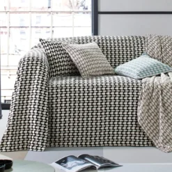 BecquetJeté de fauteuil coton tissé jacquard MORGANS - Noir