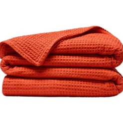 BecquetJeté de fauteuil ou canapé nid-d'abeilles en coton orange poterie - FEROE