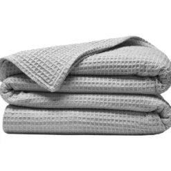 BecquetJeté de fauteuil ou canapé nid-d'abeilles en coton gris perle - FEROE