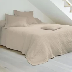 BecquetJeté de lit coton tissu jacquard CL.LADRI JET Beige