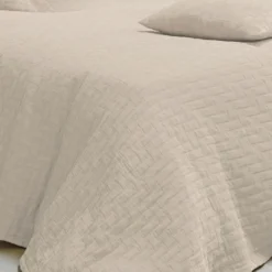 BecquetJeté de lit coton tissu jacquard CL.LADRI JET Beige