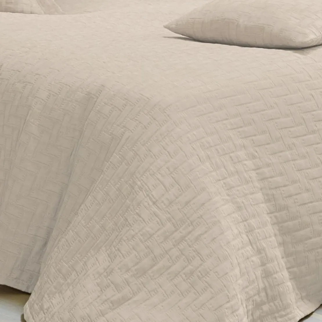 BecquetJeté de lit coton tissu jacquard CL.LADRI JET Beige