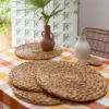 BecquetLot de 4 Dessous d'assiettes ronds tressés RUBINE - naturel