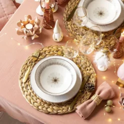 BecquetLot de 4 Dessous d'assiettes ronds tressés RUBINE - naturel