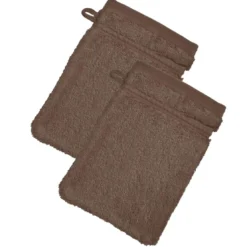 BecquetLot de 2 gants de toilette 600g/m² COTON EGYPTE - marron moka