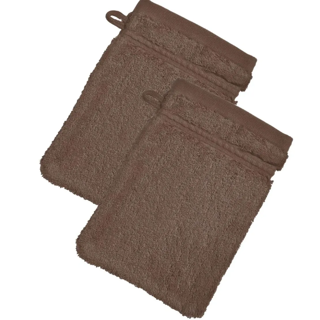 BecquetLot de 2 gants de toilette 600g/m² COTON EGYPTE - marron moka