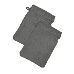 BecquetLot de 2 gants de toilette 600g/m² COTON EGYPTE - gris granit