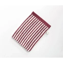 BecquetLot de 2 gants de toilette en coton violet aubergine motif rayures - Collection CHARLIE