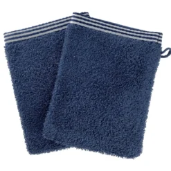 BecquetLot de 2 gants de toilette bleu marine uni - PHARE