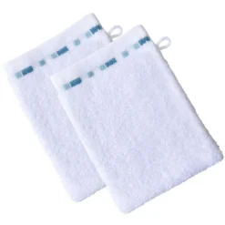 BecquetLot de 2 gants de toilette en coton blanc - MOSAIQUA