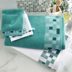 BecquetLot de 2 gants de toilette en coton blanc - MOSAIQUA