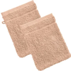 BecquetLot de 2 gants de toilette coton prélavé 420 g/m² CLAIRE - rose nude