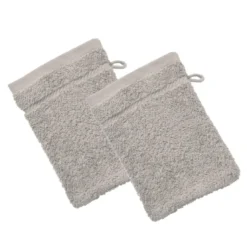 BecquetLot de 2 gants de toilette coton prélavé 420 g/m² CLAIRE - gris galet