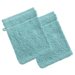 BecquetLot de 2 gants de toilette coton prélavé 420 g/m² CLAIRE - bleu aqua