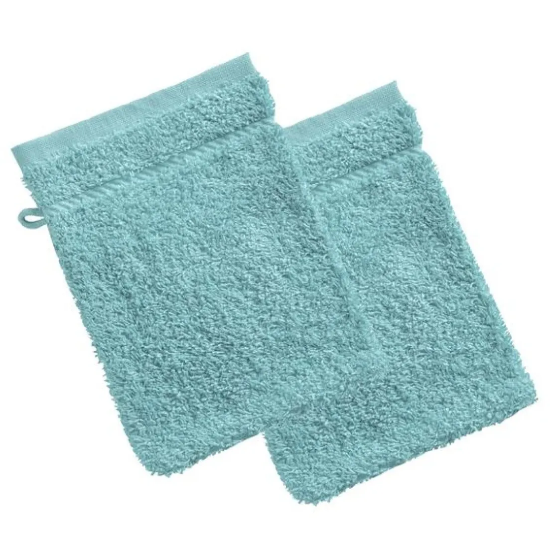 BecquetLot de 2 gants de toilette coton prélavé 420 g/m² CLAIRE - bleu aqua