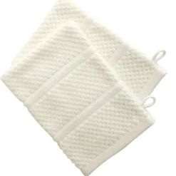 BecquetLot de 2 gants de toilette coton velours éponge ivoire ALICIASERV