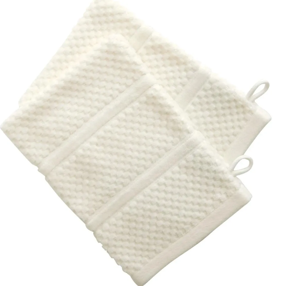 BecquetLot de 2 gants de toilette coton velours éponge ivoire ALICIASERV