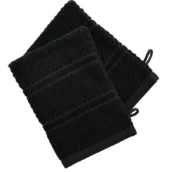 BecquetLot de 2 gants de toilette coton velours éponge noirs ALICIASERV