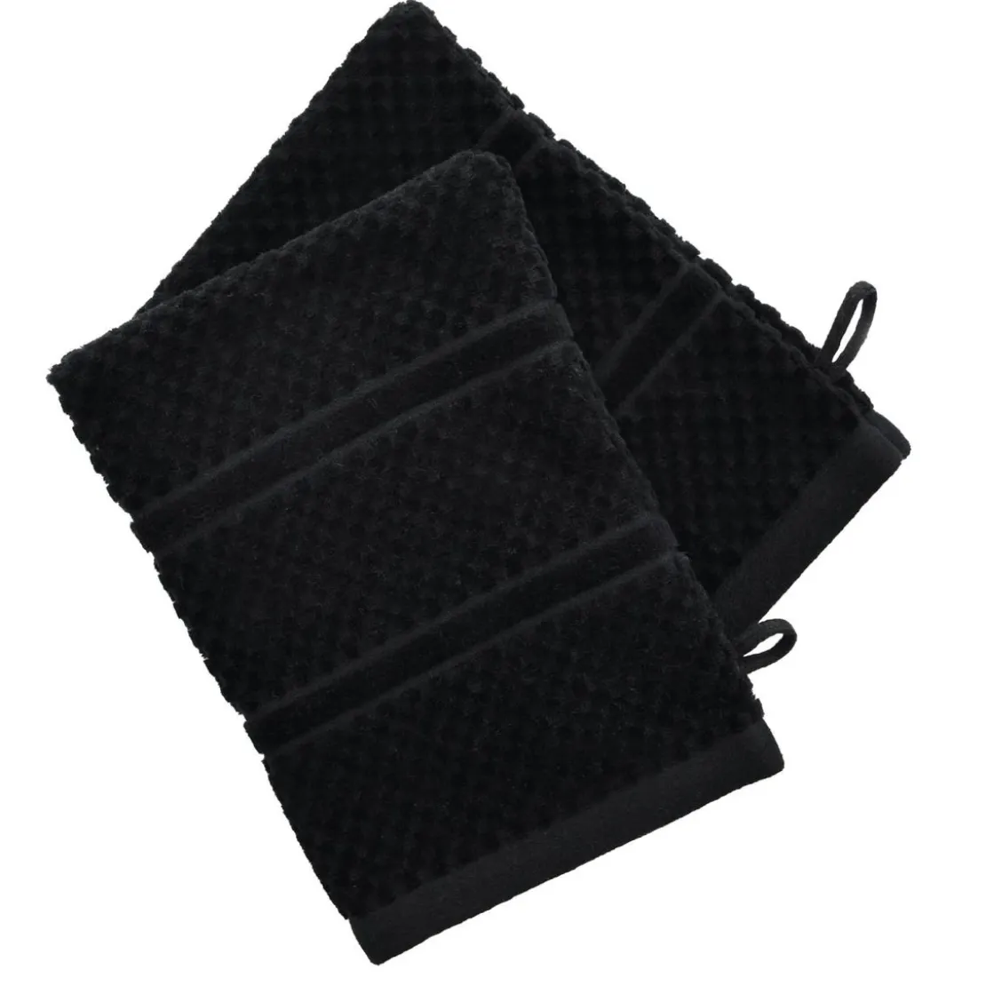 BecquetLot de 2 gants de toilette coton velours éponge noirs ALICIASERV