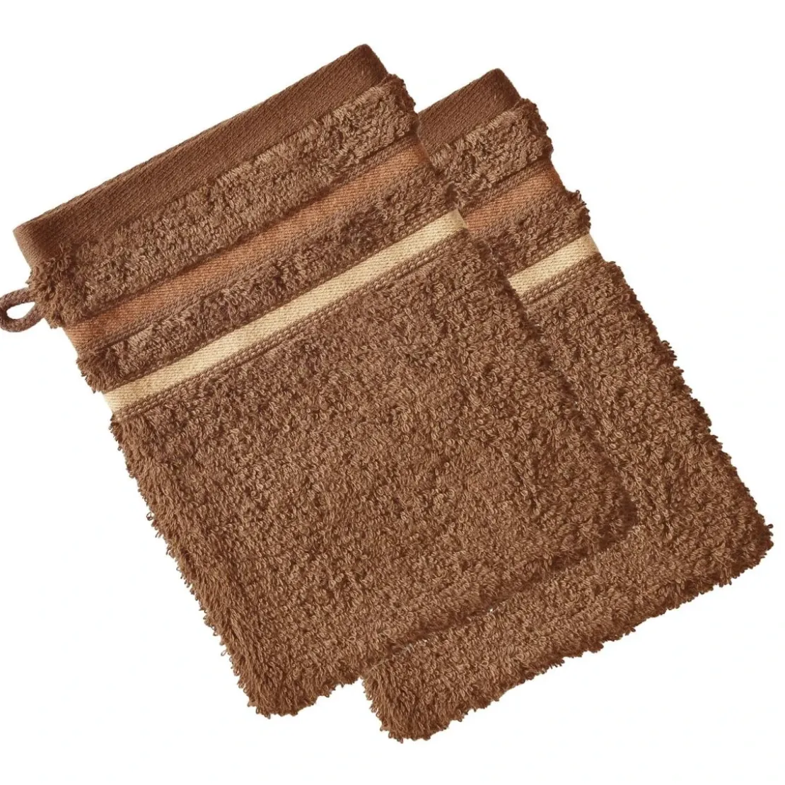 BecquetLot de 2 gants de toilette EXTRA SOFT - beige chataigne
