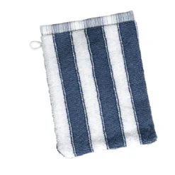 BecquetLot de 2 gants de toilette en coton 500 g/m² à rayures LAURA bleu