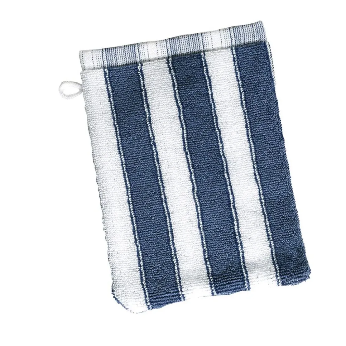 BecquetLot de 2 gants de toilette en coton 500 g/m² à rayures LAURA bleu