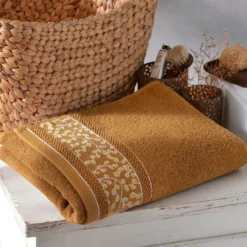 Becquet Lot de 2 gants de toilette coton HERBAL marron noisette