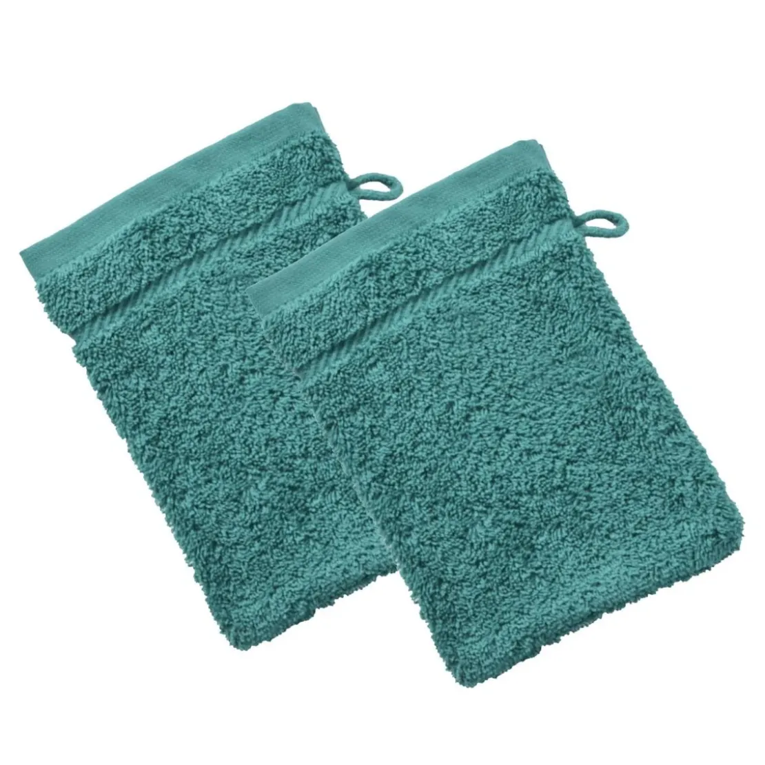BecquetLot de 2 gants de toilette coton prélavé 420 g/m² CLAIRE - bleu paon