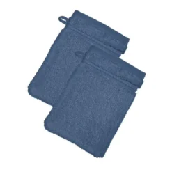 BecquetLot de 2 gants de toilette 600g/m² COTON EGYPTE - Indigo
