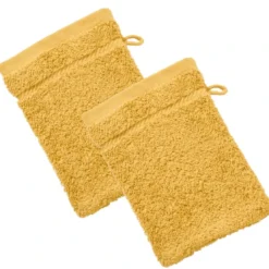 BecquetLot de 2 gants de toilette coton prélavé 420 g/m² CLAIRE - jaune miel