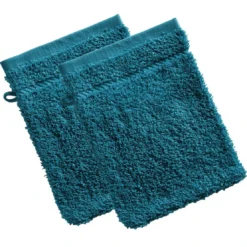 BecquetLot de 2 gants de toilette coton prélavé 420 g/m² CLAIRE - Bleu canard
