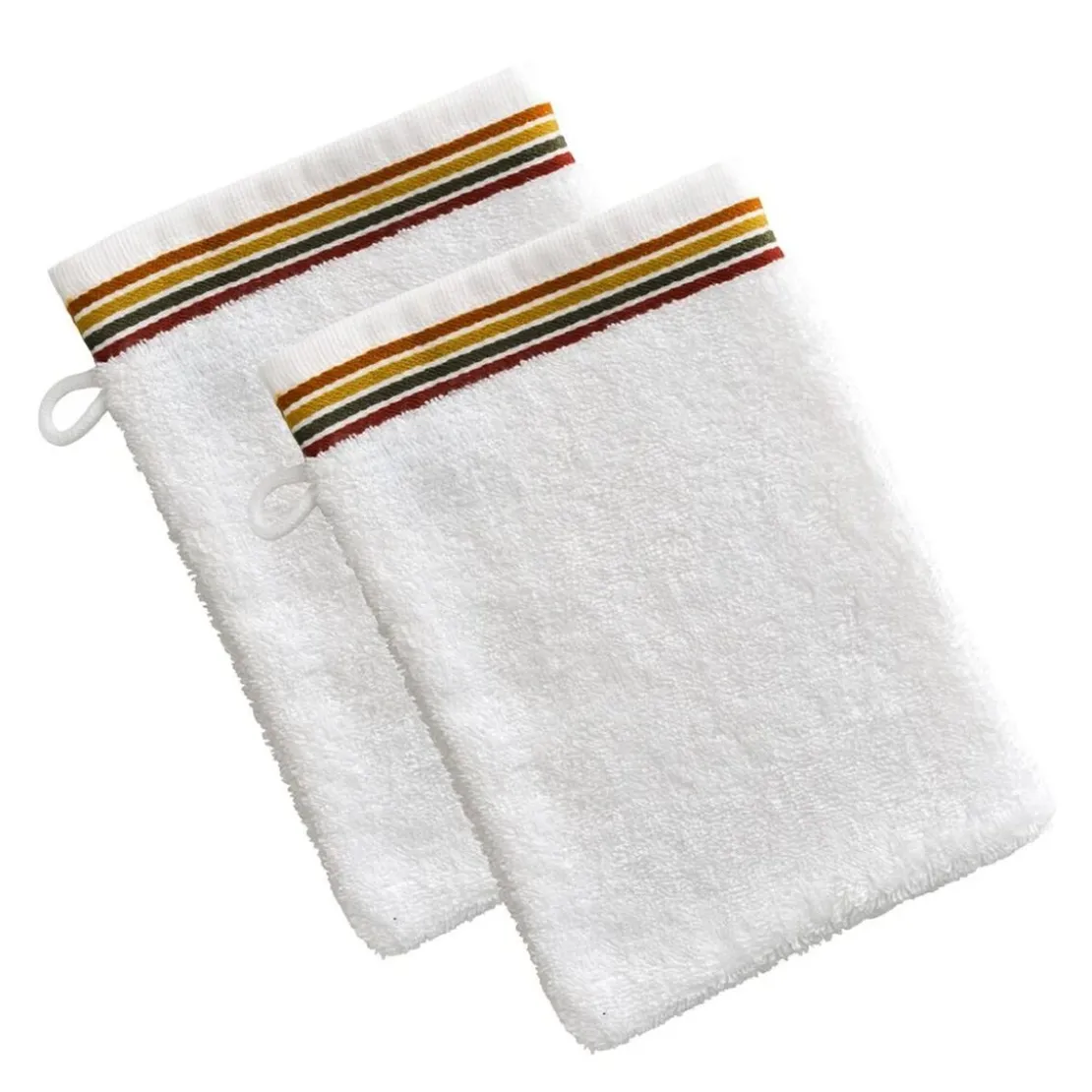 BecquetLot de 2 gants de toilette en coton blanc avec liteau arabesque - LITEAUPONGE
