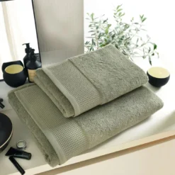 BecquetLot de 2 gants de toilette épais BEESPONGE kaki