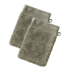 BecquetLot de 2 gants de toilette épais BEESPONGE kaki