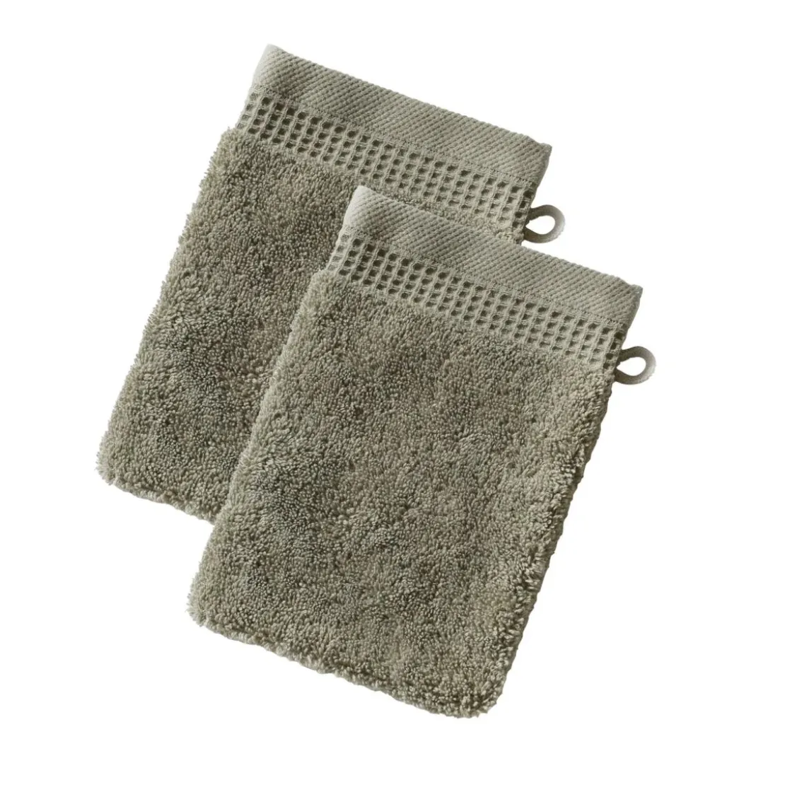 BecquetLot de 2 gants de toilette épais BEESPONGE kaki