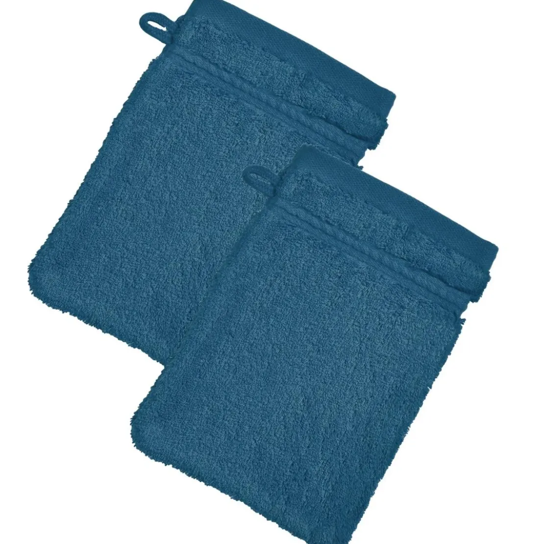 BecquetLot de 2 gants de toilette 600g/m² COTON EGYPTE - bleu pacifique