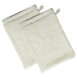 BecquetLot de 2 gants de toilette 480g/m² SAMIA blanc cassé 15x21cm