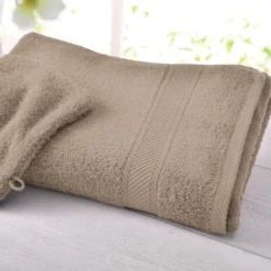 BecquetLot de 2 gants de toilette coton prélavé 420 g/m² CLAIRE - beige ficelle