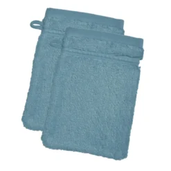 BecquetLot de 2 gants de toilette 600g/m² COTON EGYPTE - bleu tempête
