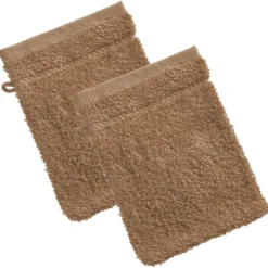 BecquetLot de 2 gants de toilette coton prélavé 420 g/m² CLAIRE - marron cappuccino